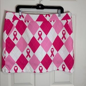 Loudmouth Golf Ladies Skort Pink Ribbon Lined Side Zip Size 16